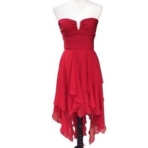 Arden B Red High Low Ruffle Strapless Evening Party Dress Size Small